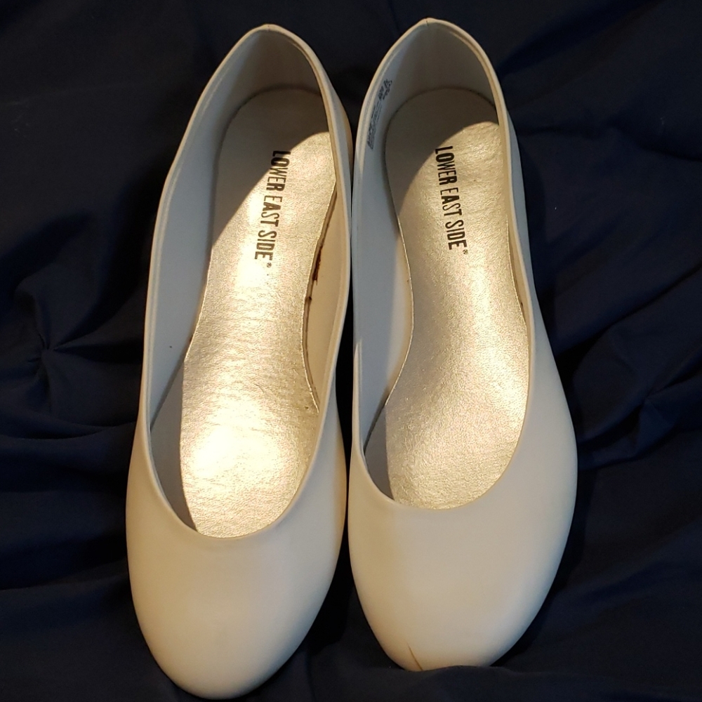 White Leather Flats